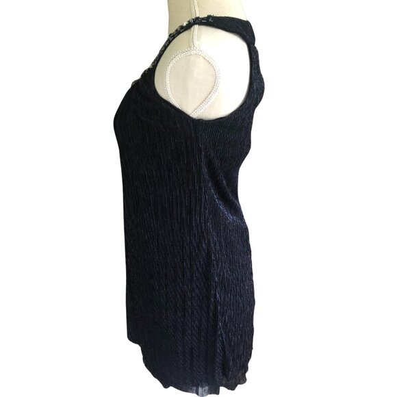 Caché Blue Metallic Beaded Sequin Tank Dress Size 0 Evening Party Cocktail - Picture 7 of 10